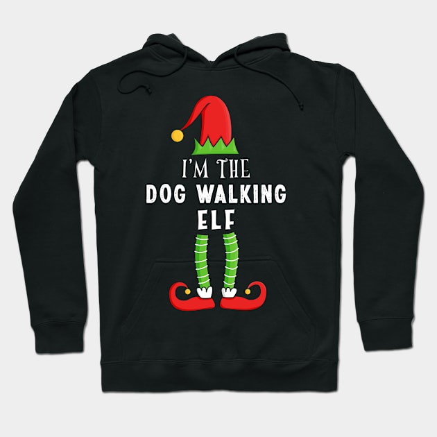 Dog Walking Elf Christmas Matching Family Gift Hoodie by qwertydesigns